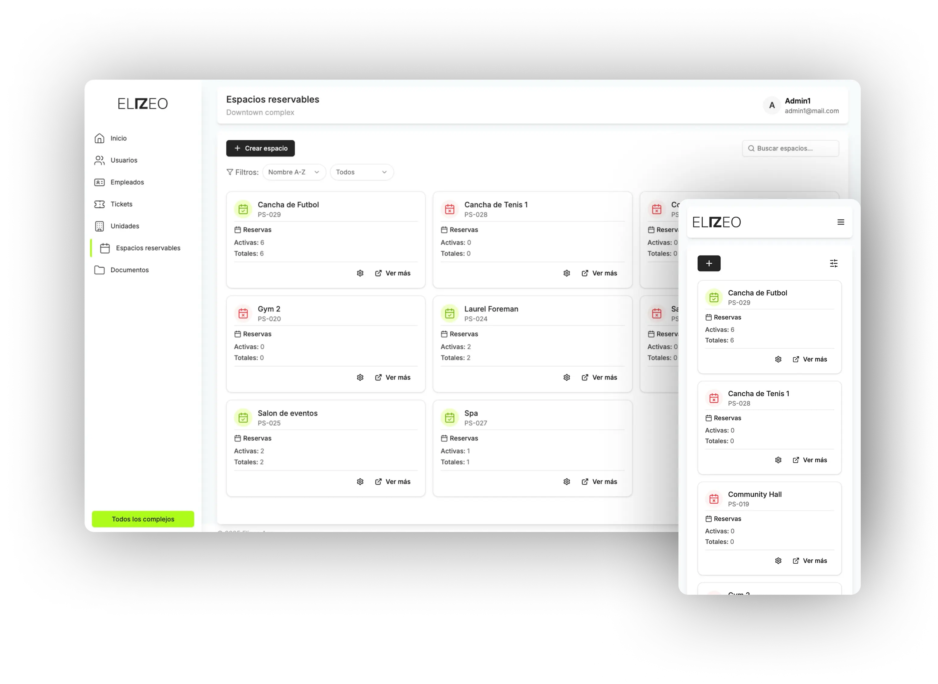 Elizeo dashboard